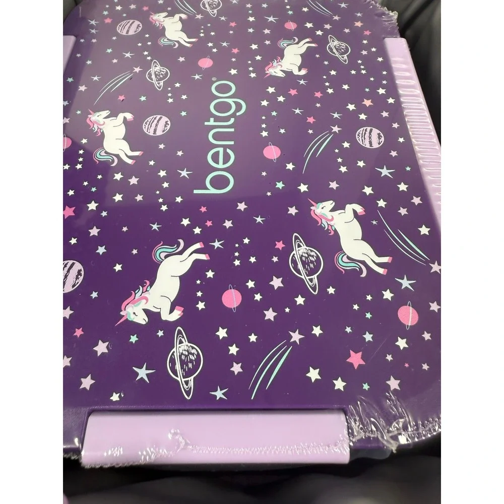 Bentgo Kids Lunch box Set Kids Purple New Unicorn Galaxy Snap & Go 2-Piece Set